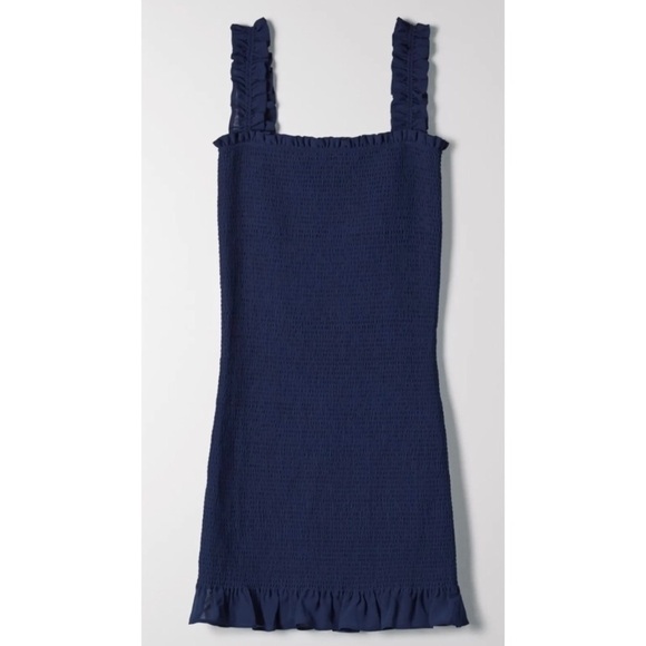 RELISTING SOON: Wilfred Luella Smocked Navy Blue Mini Dress - Picture 5 of 16